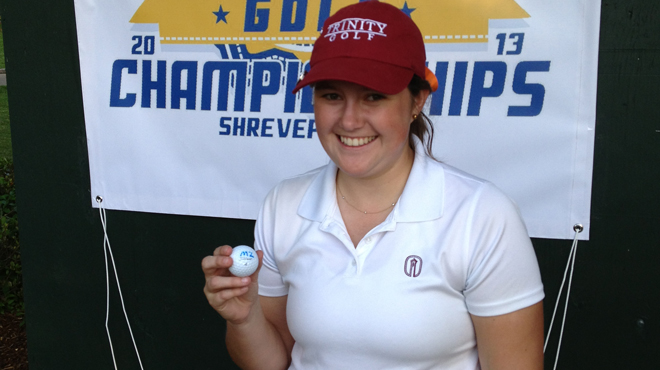 Southwestern leads; Trinity's Zumbro Hits Hole-in-One at the 2013 SCAC Women's Golf Championship