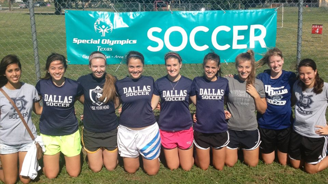 University of Dallas Women's Soccer Team volunteers at local Special Olympics Texas competitions