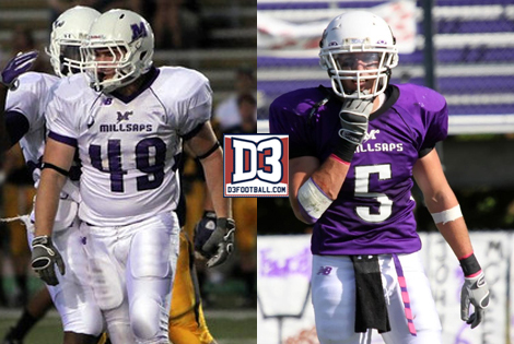 Hawkins and Peters of Millsaps selected to D3football.com Team of the Week