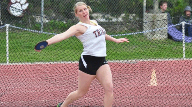 Trinity University women hold narrow lead after Day One of the 2012 SCAC Track & Field Championships