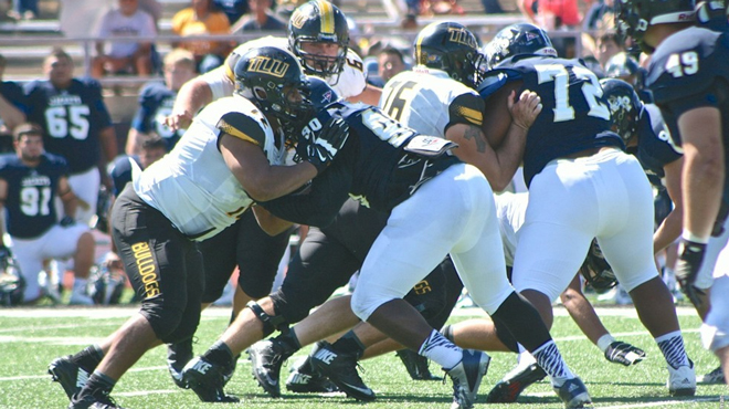 TLU Offensive Line, Bulldogs' Sims INT-for-TD play receive recognition from D3football.com